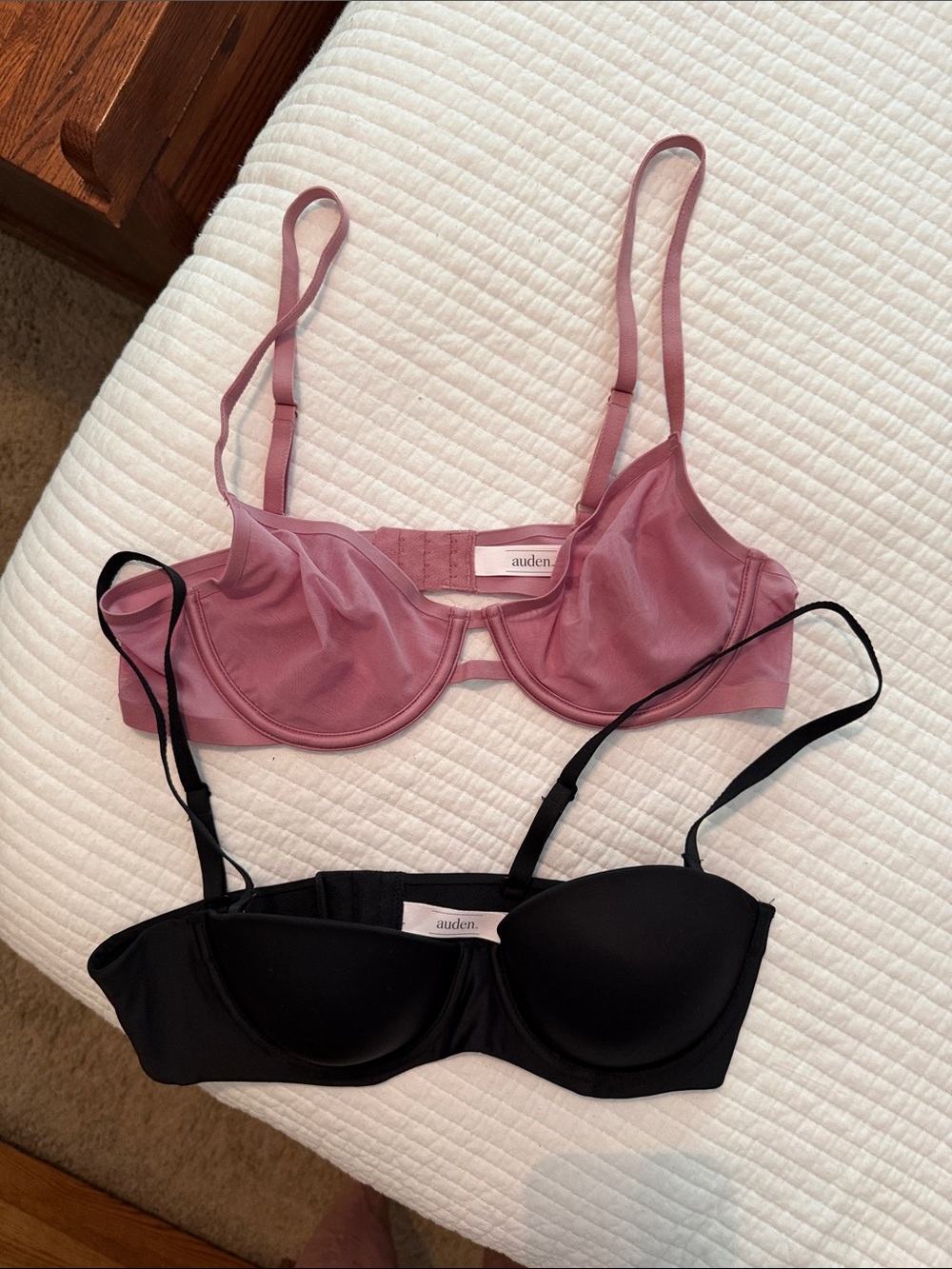 Auden Two-Pack Underwire Bras in Mauve and Black